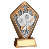 BRZ/GOLD DIAMOND HOLDER WITH 'COOKING' DISC WITH PLATE - 5.25in